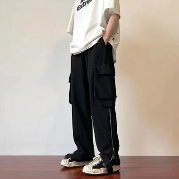 Summer thin American retro Multi Pocket overalls for men trousers and women loose ins fashion brand white straight casual pants Maytrends